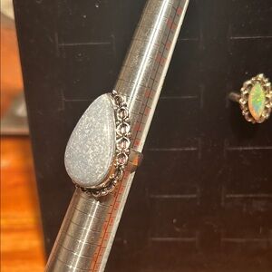 Silver and Gray Teardrop Ring size 7 925 silver